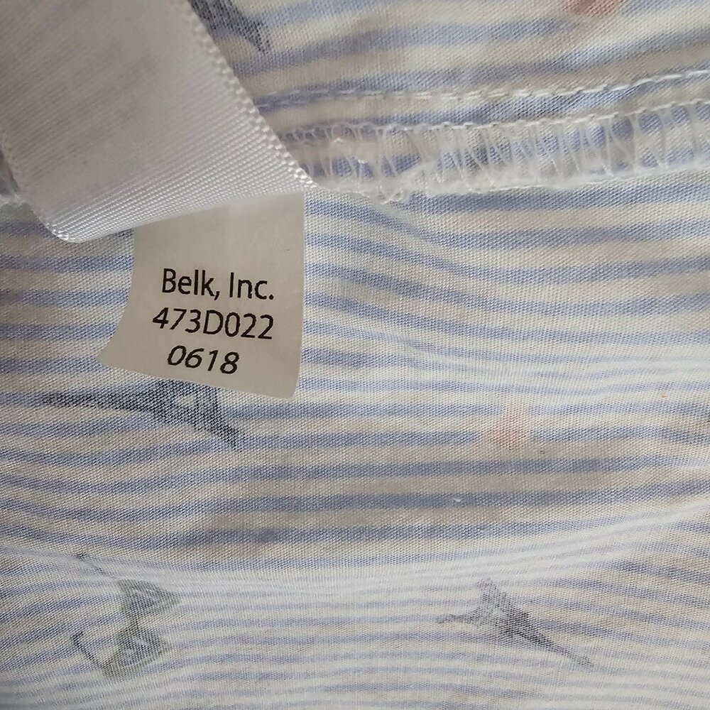 Crown & Ivy Kids White & Light Blue Stripes Long Sleeve Shirt Dress Girls Size 8 - Picture 6 of 9